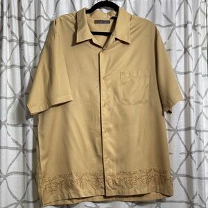 John Henry  Men's Beige Casual Button Down Shirt